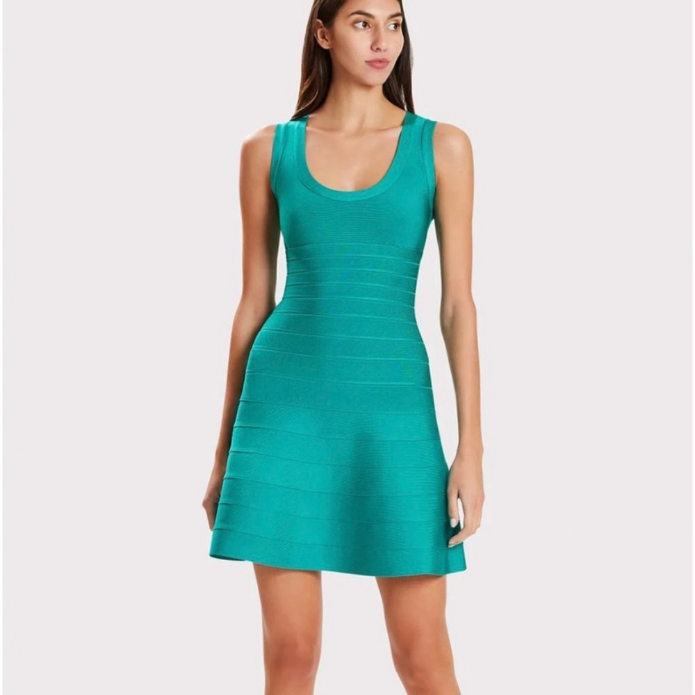 NWT HERVE LEGER Scoop Neck Mini Dress